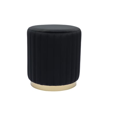 Pouf rond en velours noir et métal doré D40 cm DONA MILIBOO