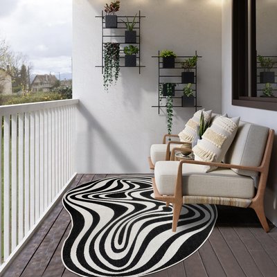 Tapis rond d'extérieur, kilim reversible EX1 DALI UN AMOUR DE TAPIS