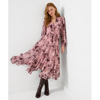 Élégante Robe Mi-Longue Fleurie à Ourlet à Volant JOE BROWNS