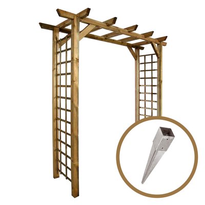 Arche jasmin droite + 4 supports poteaux à enfoncer CEMONJARDIN