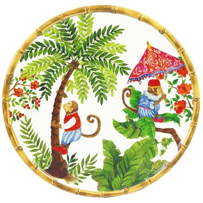 Grande assiette mélamine Singes de Bali 28 cm LES JARDINS DE LA COMTESSE