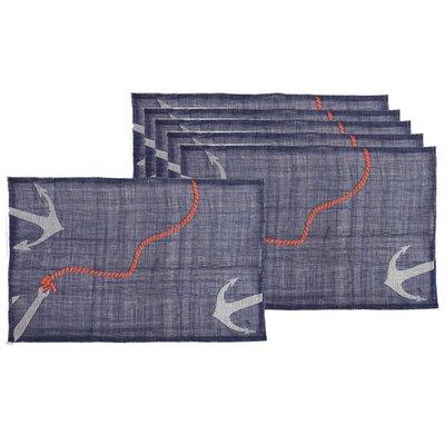 Lot de 6 sets de table en sinamay Ancre Marine AUBRY GASPARD