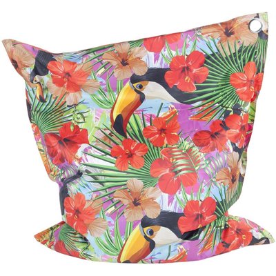 Maxi coussin imprimé intérieur extérieur 110 x 130 cm Toucan JARDINDECO