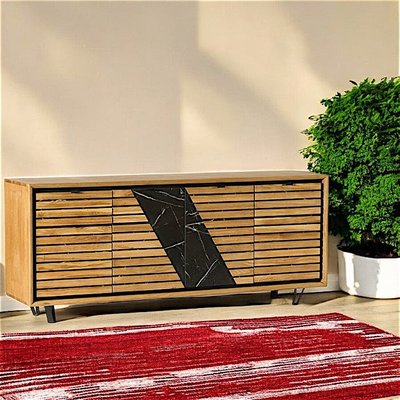 Buffet design en bois de chêne finition miel, 4 portes ESSEN PIER IMPORT