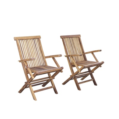 Lot de 2 fauteuils de jardin en teck massif pliants  BALI BERAH GETAH