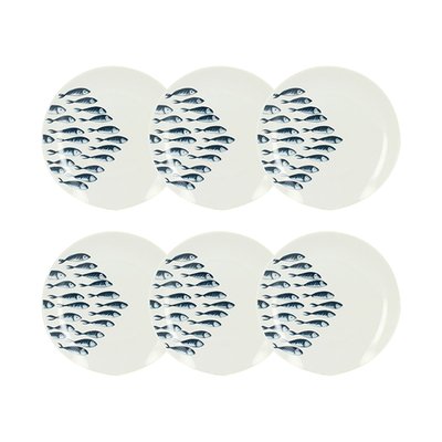 Lot de 6 assiettes à dessert en porcelaine 20cm, PESCARE NOVASTYL