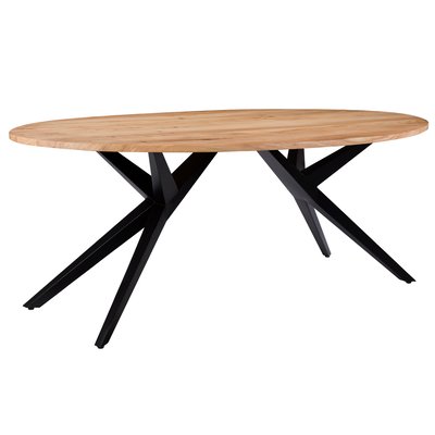Table ovale 8 personnes en bois d'acacia et pieds en métal 200 cm - MATARA RENDEZ-VOUS DÉCO