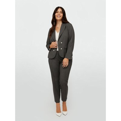 Blazer gris chiné avec boutons bijoux et fausse fermeture à double boutonnage FIORELLA RUBINO