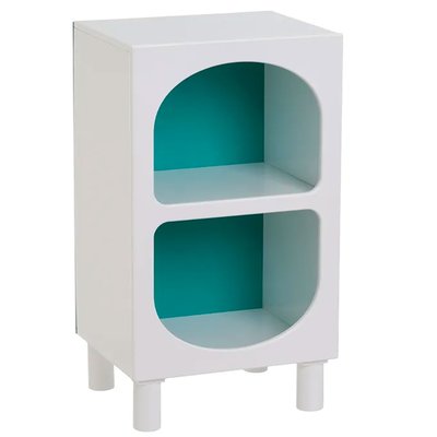 Table de chevet en bois blanc et bleu 40x32x70cm WADIGA