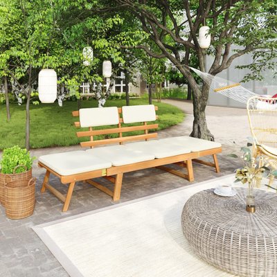 Banc de jardin avec coussins 2-en-1 HOME MAISON