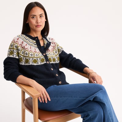 Cardigan jacquard, en alpaga mélangé ANNE WEYBURN