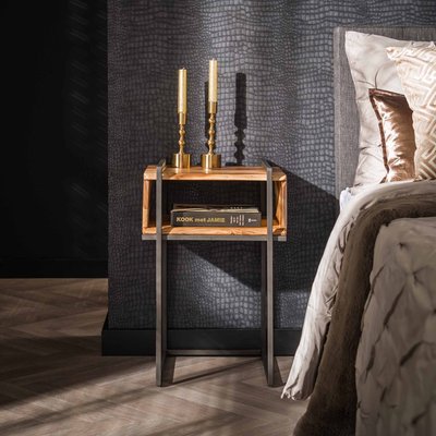 Table de chevet en bois d'acacia avec niche traversante MELBOURNE PIER IMPORT