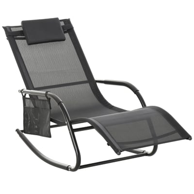 Fauteuil à bascule Métal Noir OUTSUNNY
