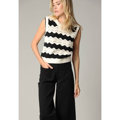 Pull sans manches en crochet coton avec col rond BARRYA DEELUXE