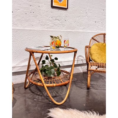 Table basse en rotin Léonie N°236 - Bon état DEBONGOUT