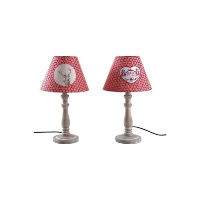 Lampe à poser en bois et coton rouge Lot de 2 AUBRY GASPARD