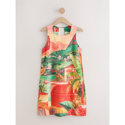 Robe courte droite à col carré avec lin NEXT