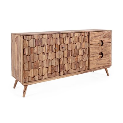 Buffet bas vintage en bois 2 portes et 3 tiroirs L145 - LOCKE HELLIN, DEPUIS 1862