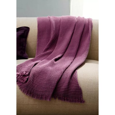 Couverture gaufrée en coton avec finition effrangée MANGO HOME