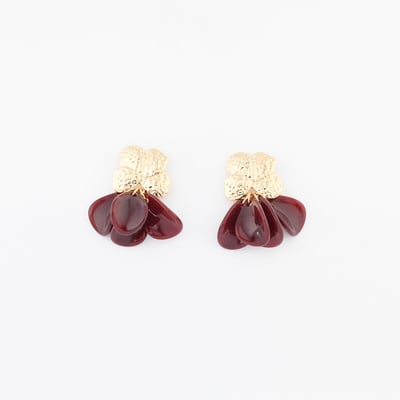 Boucles d'oreilles pendantes pétales bordeaux BALABOOSTE
