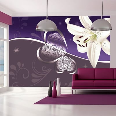 Papier peint intissé panoramique Fleurs Lily in shades of violet EDEN
