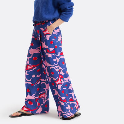 Printed Pleated Wide Leg Trousers LA REDOUTE COLLECTIONS