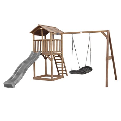 AXI Beach Tower avec Nid Roxy Balancoire Marron Toboggan Gris AXI HOUSE