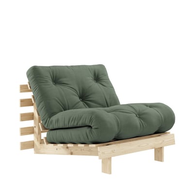 Fauteuil convertible 90x200cm en bois naturel et tissu- ROOTS KARUP DESIGN