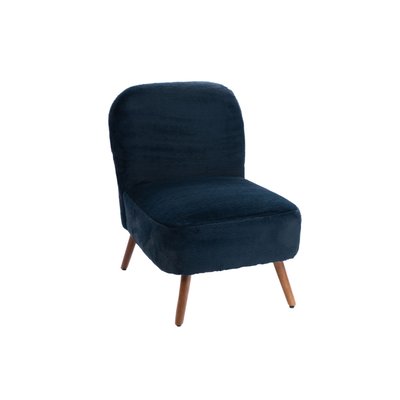 Fauteuil en tissu peluche uni et pieds en bois - INDIEN AMADEUS