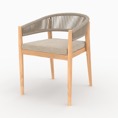 Chaise de jardin en tissu d'acacia (à l'unité) - IZÏA RENDEZ-VOUS DÉCO