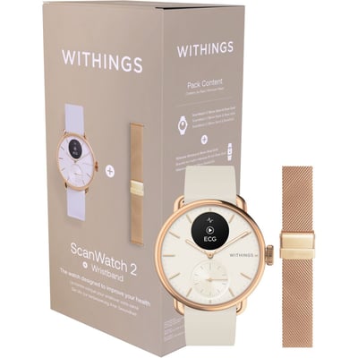 Montre santé ScanWatch 2 Rose Gold 38mm + bracelet milanese offert WITHINGS