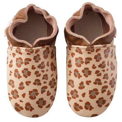 Chaussons bébé cuir souple léopard TICHOUPS