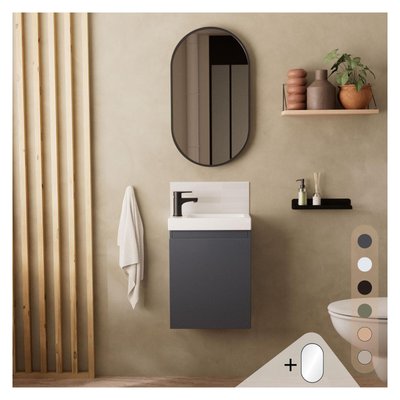 Meuble lave-mains + miroir ovale LISA MOB IN