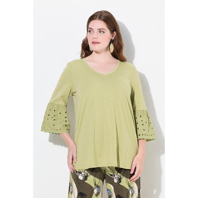 T-shirt, manches à volants en dentelle ULLA POPKEN