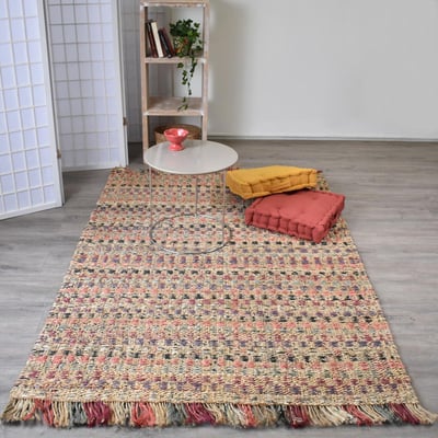 Tapis jute fait à la main motif géométrique SQUARE UN AMOUR DE TAPIS