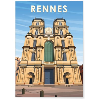Affiche ville Rennes 3 Cathédrale Saint-Pierre L'AFFICHERIE
