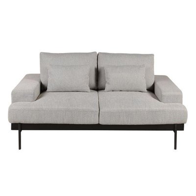 Canapé 2 places tissu gris design et pieds métal noir mat Yoko ZAGO