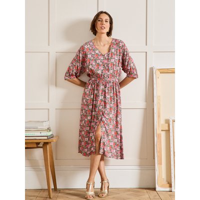 Robe col V mi-longue tissu Liberty CYRILLUS