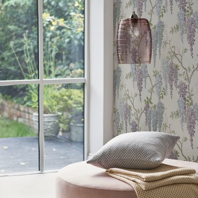 Papier peint Treilles de fleurs de Glycine Wisteria Garden LAURA ASHLEY