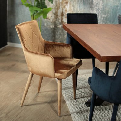 Fauteuil de table moderne en velours doré (lot de 2) HAWAI PIER IMPORT