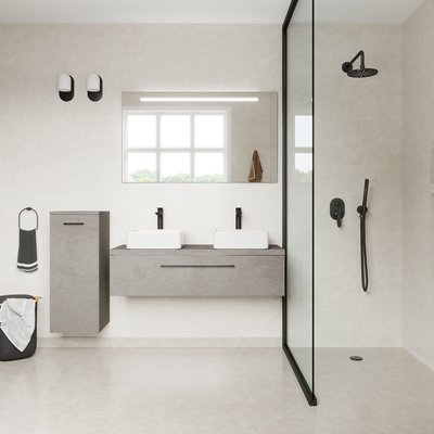 Meuble salle de bain 2 vasques posées 1 tiroir - GLASGOW HOMIFAB