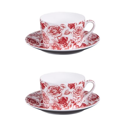 Coffret 2 déjeuners et sous tasses assorties 35 cl  -LOUISE TABLE PASSION