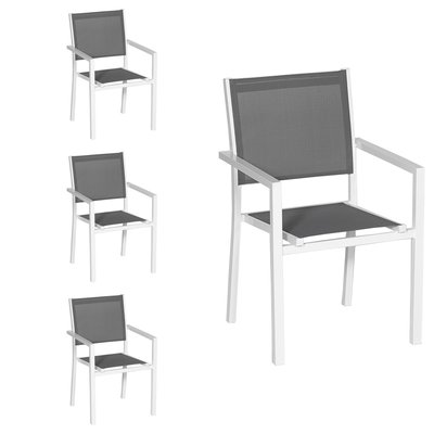 Chaises en aluminium et textilène, lot de 4 HAPPY GARDEN