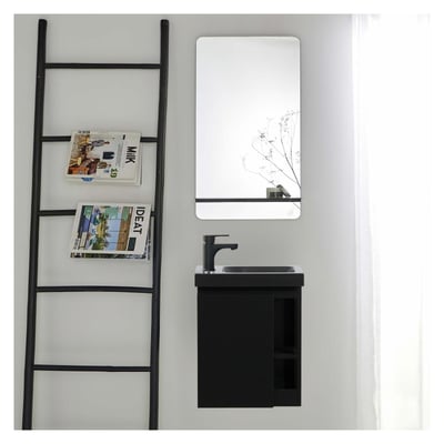 Ensemble lave-mains avec rangement latéral et miroir tablette noire HAMPTON MOB IN