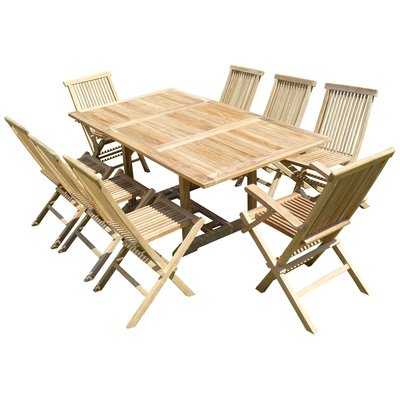 Ensemble salon de jardin en teck SUNANG 6 chaises 2 fauteuils JENAE TECK'LINE