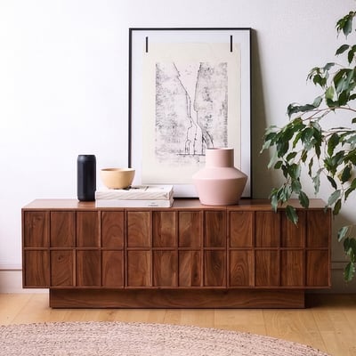 Sandon Acacia Wood 3 Door Media Unit SWOON