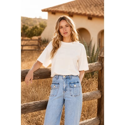 T-shirt manches courtes col rond uni TAIS LA PETITE ETOILE