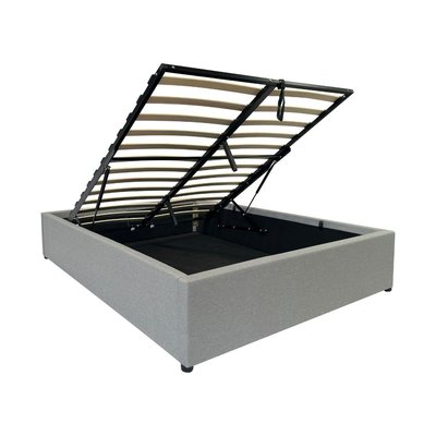 Lit coffre 140x190 cm en tissu gris - ROMY CALICOSY