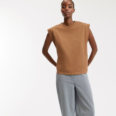 Débardeur pur coton, col rond sans manches LA REDOUTE COLLECTIONS