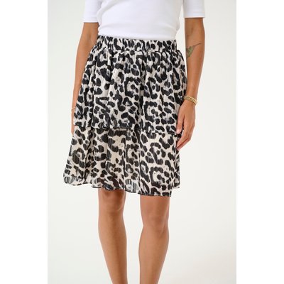 Jupe blanche plissée avec ourlet noir Longueur genou